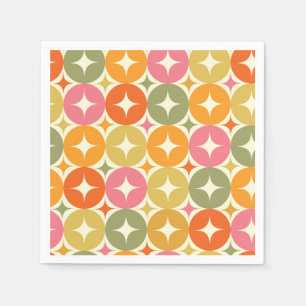 Mid Century Starbursts on Colourful Circles Patter Napkin