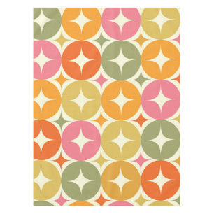 Mid Century Starbursts on Colourful Circles Patter Tablecloth