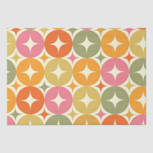 Mid Century Starbursts on Colourful Circles Patter Tissue Paper