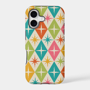 Mid Century Starbursts on Colourful Retro Diamonds