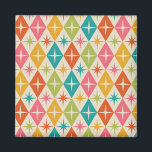 Mid Century Starbursts on Colourful Retro Diamonds Magnet<br><div class="desc">This is classic Mid century modern colourful starbursts on retro diamonds in pink,  orange,  green,  teal and yellow. It's great gift for anyone who love retro  atomic era designs.</div>