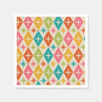 Mid Century Starbursts on Colourful Retro Diamonds