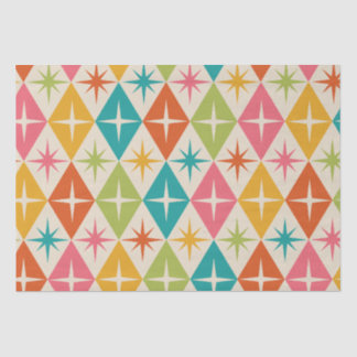 Mid Century Starbursts on Colourful Retro Diamonds Tissue Paper