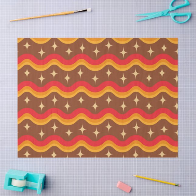 Mid Century Starbursts on Groovy funky waves  Tissue Paper (Craft)