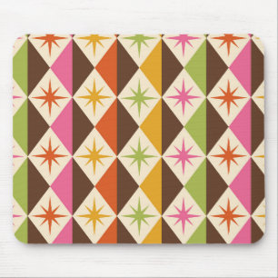Mid Century Starbursts on Harlequin Diamonds  Mouse Pad