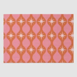Mid Century Starbursts on Orange Pink Ogee Pattern Tissue Paper
