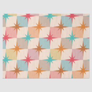 Mid Century Starbursts on Pastel Checkerboards  Tissue Paper