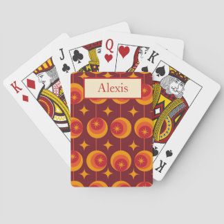 Mid Century Starbursts on Retro Circles Custom Playing Cards