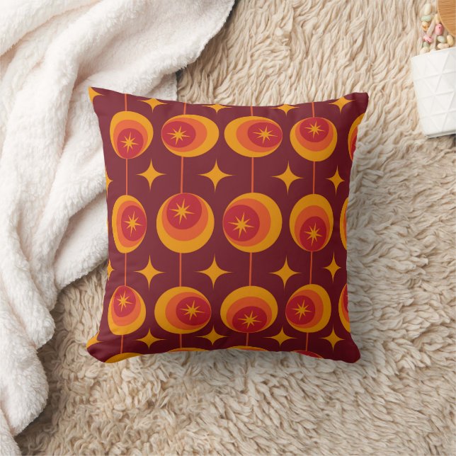 Mid Century Starbursts Pattern on Retro Circles Cushion (Blanket)