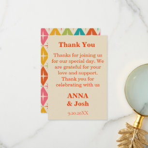 Mid Century stars on Harlequin Diamonds Wedding Thank You Card