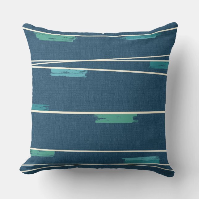 Mid-Century Stripe Navy Combo Cushion (Front)