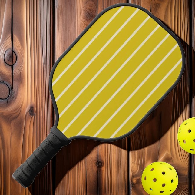 Mid-Century Striping Dark Lemon Colour Pickleball Paddle (Creator Uploaded)