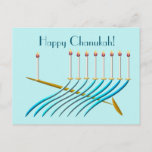 Mid-Century Style Chanukah Menorah Postcard<br><div class="desc">Need to be frugal? Send a Chanukah postcard instead of a card. Make someone's day with a hand written note on the back. People love getting real mail when it's from you! This digital art menorah shows the sweeping lines of the Mid-Century Danish art movement.</div>