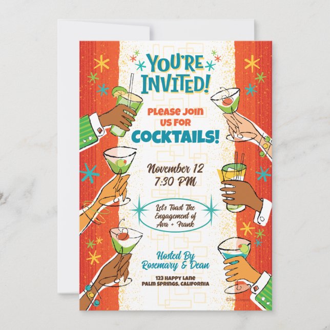 Mid-Century Style Cocktail Party Invitations (Front)