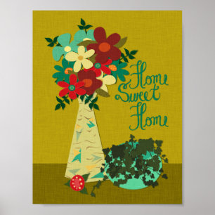 Mid-Century Style, Flowers in Vase 8 x 10 Poster