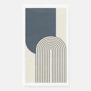 Mid Century style line art with dark blue arch Napkin