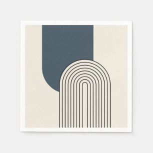 Mid Century style line art with dark blue arch Napkin
