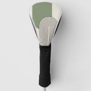Mid Century style line art with green arch Golf Head Cover