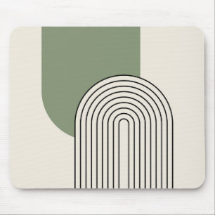 Mid Century style line art with green arch Mouse Pad