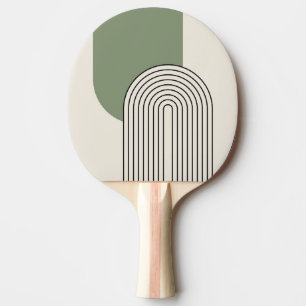 Mid Century style line art with green arch Ping Pong Paddle