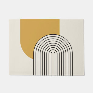 Mid Century style line art with mustard colour arc Doormat