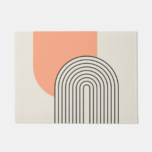 Mid Century style line art with pink arch Doormat