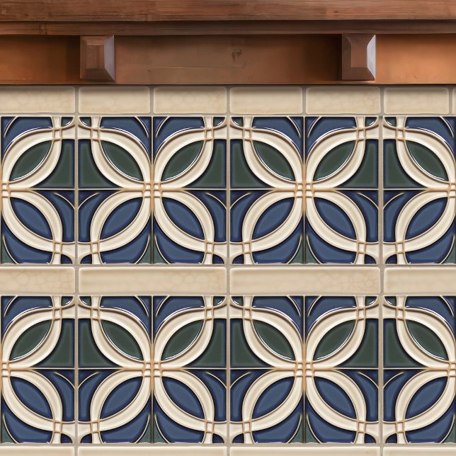 Mid-Century Symmetry Organic Art Deco Belle Epoque Ceramic Tile (Creator Uploaded)