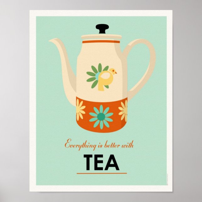 Mid-Century Tea Pot Poster (Front)