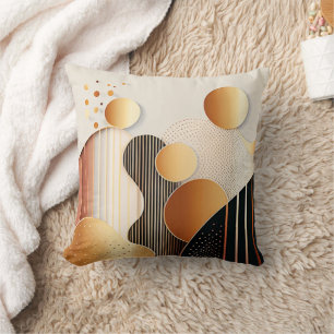 Mid Century Terracotta Brown and Beige Cushion