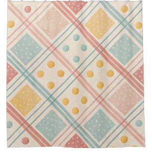 Mid Century Terracotta Plaid Diamond Pattern Shower Curtain