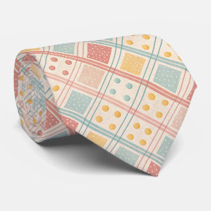 Mid Century Terracotta Plaid Diamond Pattern Tie