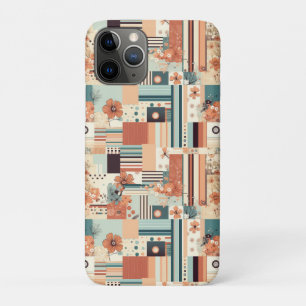Mid Century Terracotta Teal Geometric Floral iPhone 11 Pro Case