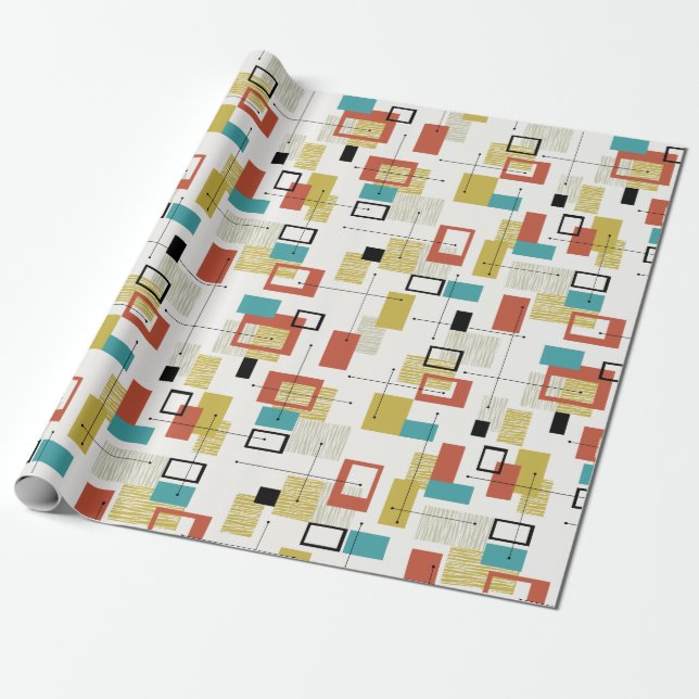 Mid-Century Tiki Atomic Wrapping Paper (Unrolled)