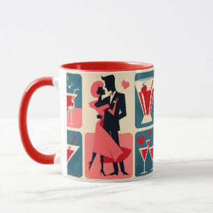 Mid Century Valentine Dancing Couple Mug