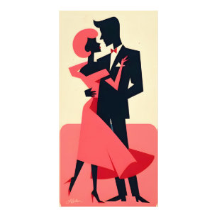 Mid Century Valentine Dancing Couple Photo Print