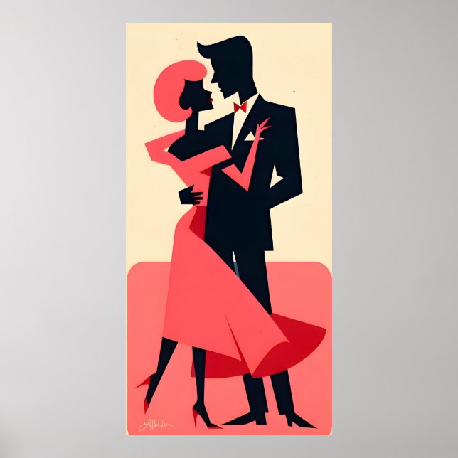 Mid Century Valentine Dancing Couple Poster (Front)
