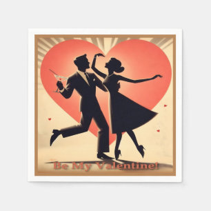Mid Century Valentine Dancing Couple with Martini Napkin