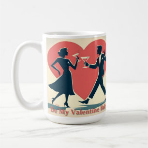 Mid Century Valentine Hip Martini Dancing Couple Coffee Mug