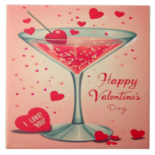 Mid Century Valentine Martini cocktail Ceramic Tile