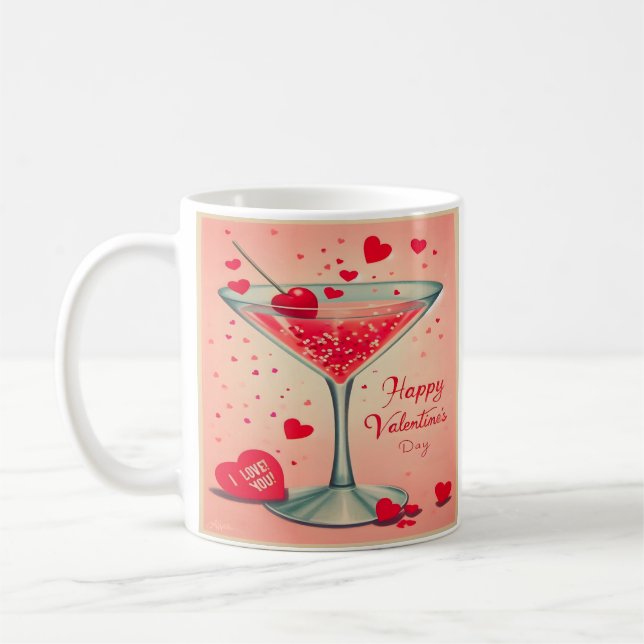Mid Century Valentine Martini cocktail Coffee Mug (Left)