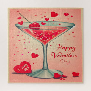 Mid Century Valentine Martini cocktail Jigsaw Puzzle