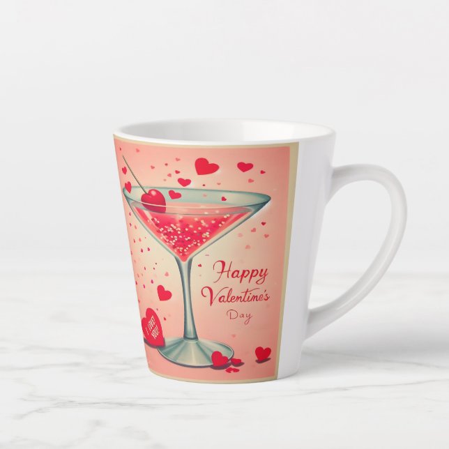 Mid Century Valentine Martini cocktail Latte Mug (Right)