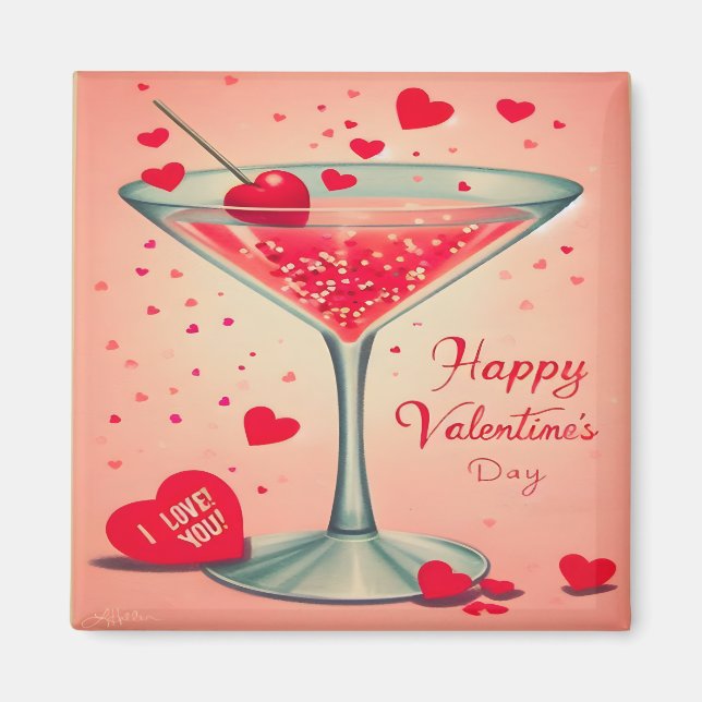 Mid Century Valentine Martini cocktail Magnet (Front)