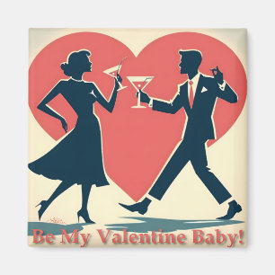 Mid Century Valentine Modern Hip Dancing Couple Magnet