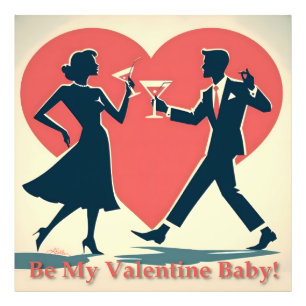 Mid Century Valentine Modern Hip Dancing Couple Photo Print