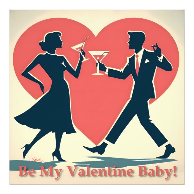 Mid Century Valentine Modern Hip Dancing Couple Photo Print (Front)