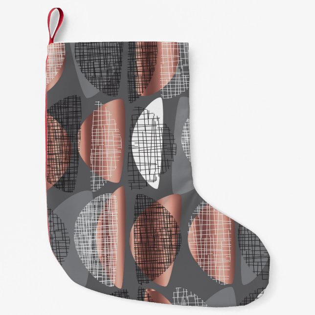 Mid century vibes modern style seamless pattern. L Small Christmas Stocking (Front)