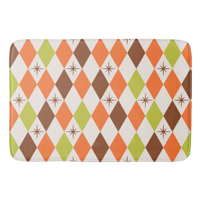Mid-Century Vibes – Retro Geometric Bath Mat (Front)