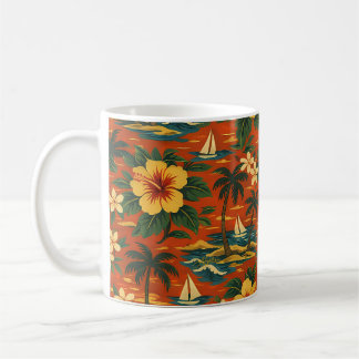 Mid Century Vibrant Hawaiian Shirt Print Coffee Mug