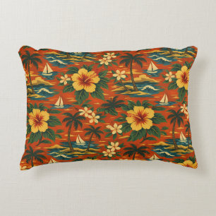 Mid Century Vibrant Hawaiian Shirt Print Decorative Cushion